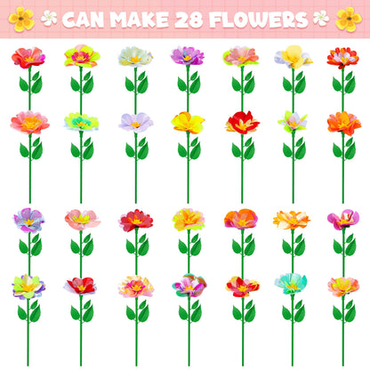 Toyly DIY Fabric Flower Bouquet Toy Accessories with 2 White Vases - Flower Market Toy Fitting Set - Arts & Crafts Toy