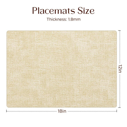 Newise Leather Placemats Set of 6-18 x12 inch, Washable Heat Resistant Place Mats for Patry Kitchen Dinner, Beige