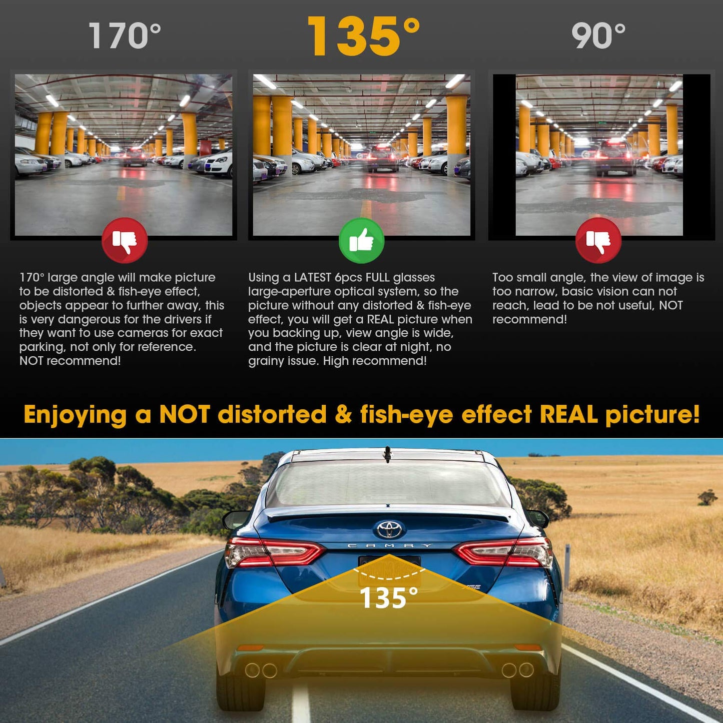 NATIKA Backup/Front/Side View Camera: No Distortion Effect Starlight Night Vision HD Metal Flush or Surface Mount 720P AHD and TVI Reverse Rear View Backup Camera for Cars Pickup Trucks SUVs RVs Vans