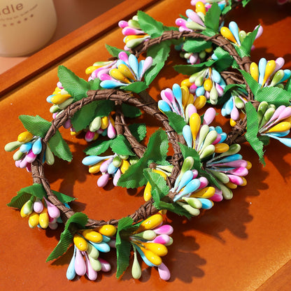 Yardwe 4 Pcs Easter Candle Rings Wreaths Artificial Spring Mini Pip Berry Wreath for Pillar Candles Rustic Farmhouse Table Centerpiece Kitchen Cabinet Decor Ring Holder
