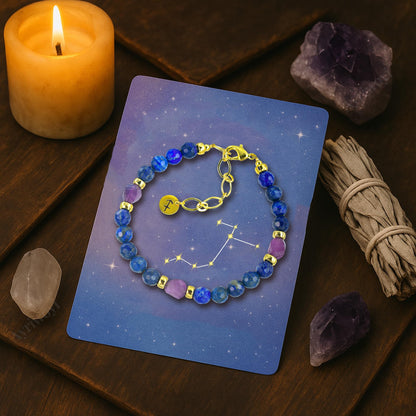 Ayriwoyi Sagittarius Zodiac Bracelet Energy Spiritual Bracelet Lapis Lazuli Amethyst Stone Beads Bracelet with Handmade Astrology Jewelry Gift for Men Women
