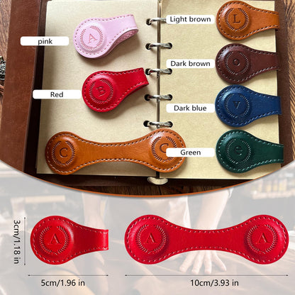 Leather Magnetic Bookmarks, 3D Embossed Alphabet Initial Letter Bookmark, Cute Page Markers for Books, Journals, Planners, Bible, Small Reading Gifts for Women Men, Teachers, Students (Blue W)