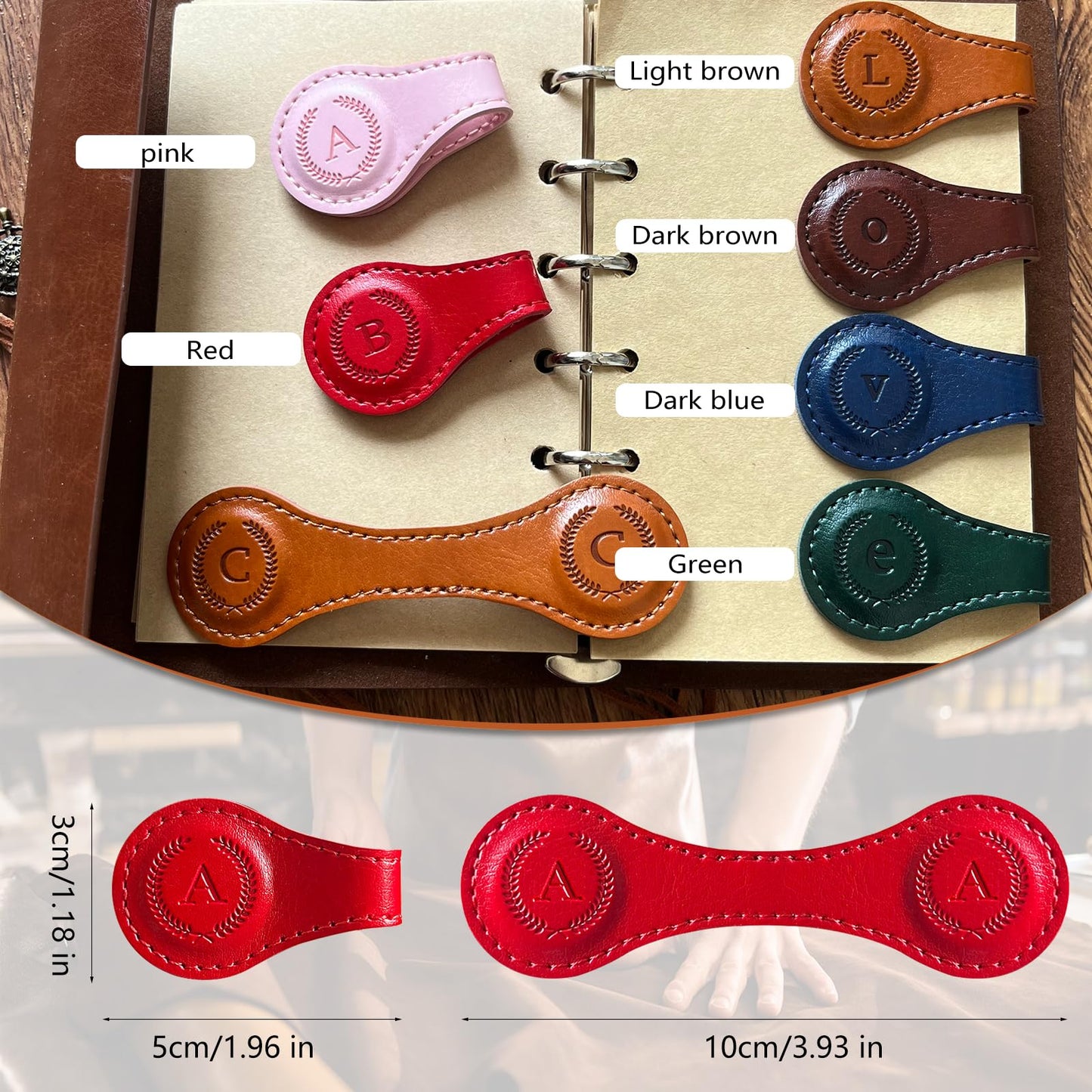 Leather Magnetic Bookmarks, 3D Embossed Alphabet Initial Letter Bookmark, Cute Page Markers for Books, Journals, Planners, Bible, Small Reading Gifts for Women Men, Teachers, Students (Brown W)