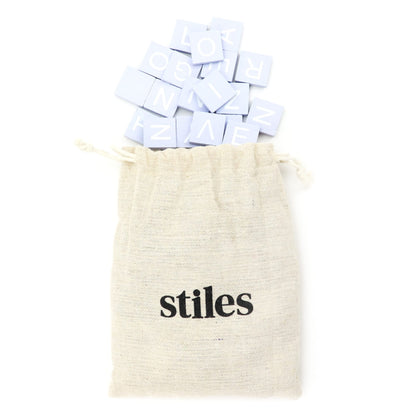 Stiles 100 Piece Magnetic Wooden Letter Tiles - Alphabet Magnets for Whiteboards, Refrigerators & Magnetic Letter Boards - Changeable Letters for Craft & Announcements, Blue