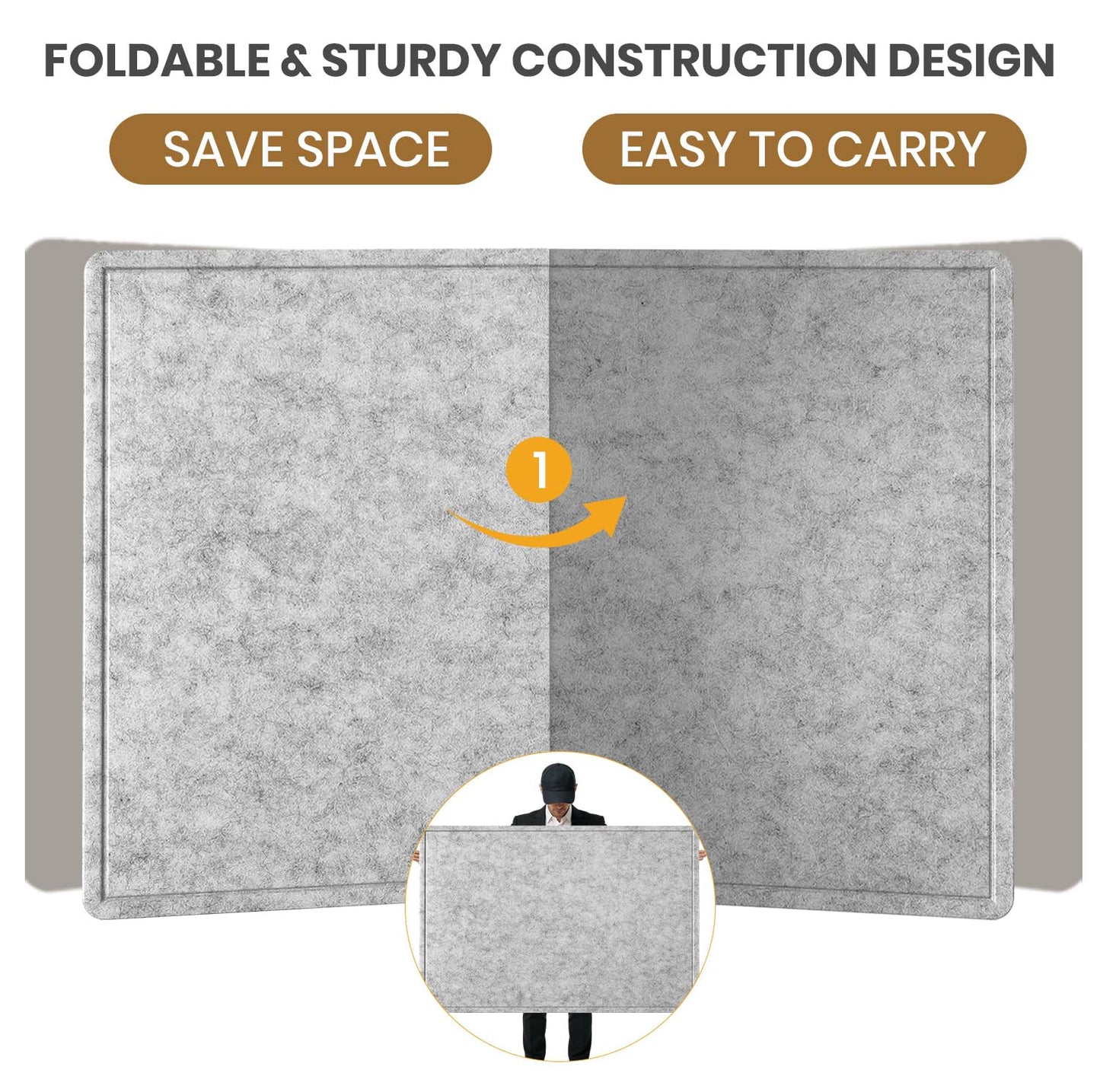 Large Bulletin Board - 48 X 36 inches Decorative Felt Pin Board - 4' x 3' Cork Board Alternative for Wall - Foldable Photo Board Self-Adhesive Vision Board Prayer Board with 30 Pushpins - Silver Gray