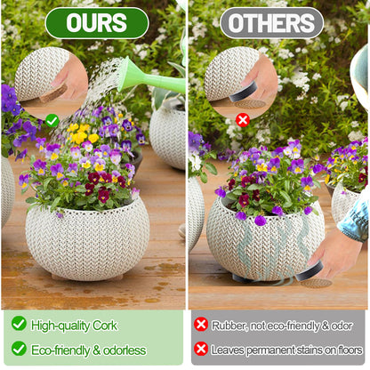 Biubee 60Pcs Invisible Pot Feet with Non-Slip Surface- Sturdy Cork Plant Riser Pot Feet for Outdoor Planter Drainage, Solid Corkwood Planter Lifter, 2" Dia