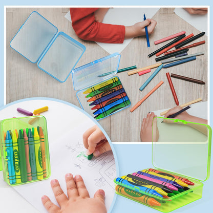 Dcocdeely 25 Pcs Plastic Crayon Box, Mini Plastic Storage Containers with Lid 4.5x3.4 Inches Clear Rectangle Box Small Storage Boxes for Crafts Jewelry Beads, Office Supplies (Pink)
