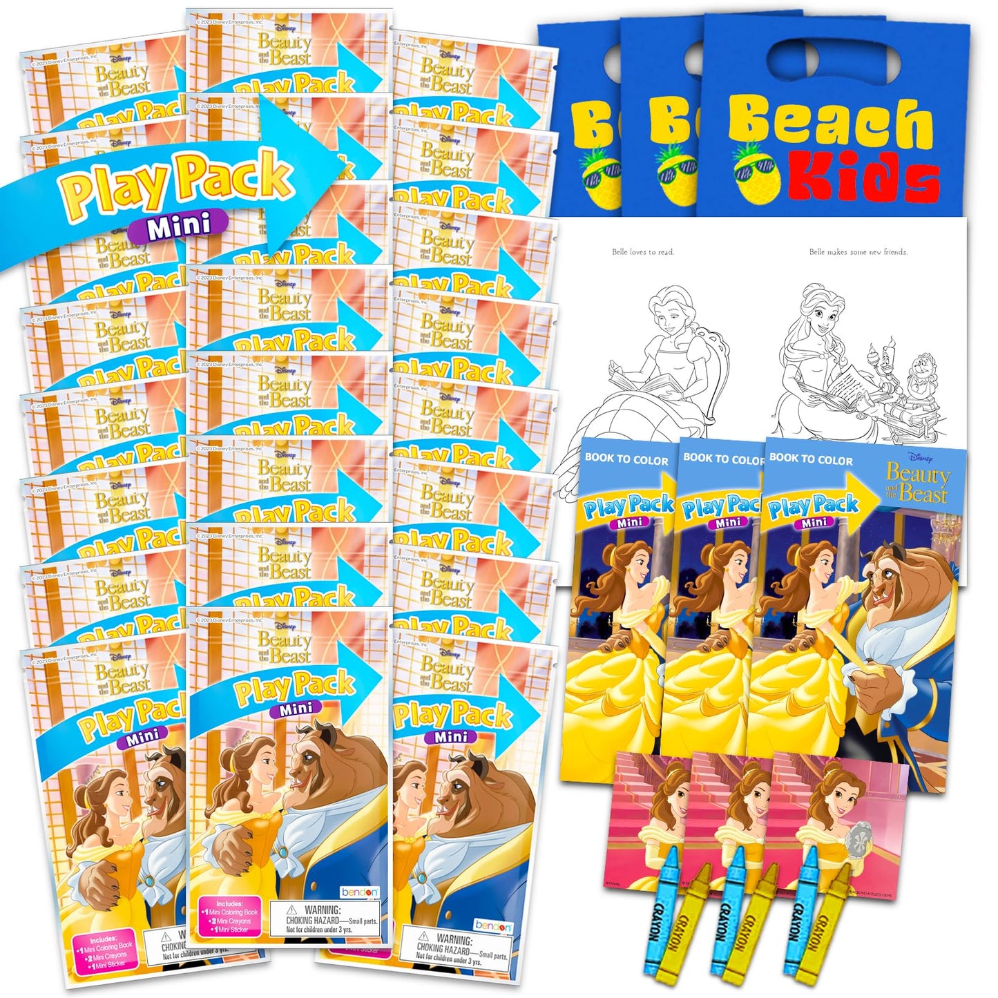 Disney Beauty and the Beast Birthday Party Favors Set - Bundle with 24 Beauty and the Beast Play Packs | Mini Coloring Books, Stickers, and More for Goodie Bags (Princess Belle Party Supplies)