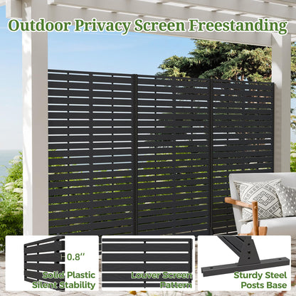 Trygoal Privacy Screen Outdoor Privacy Panel with Stand, 60" Hx35 W HDPE Decorative Freestanding Privacy Fence with Louver Pattern 5 Panels, Patio Divider Screen, Privacy Screens for Outside,Balcony