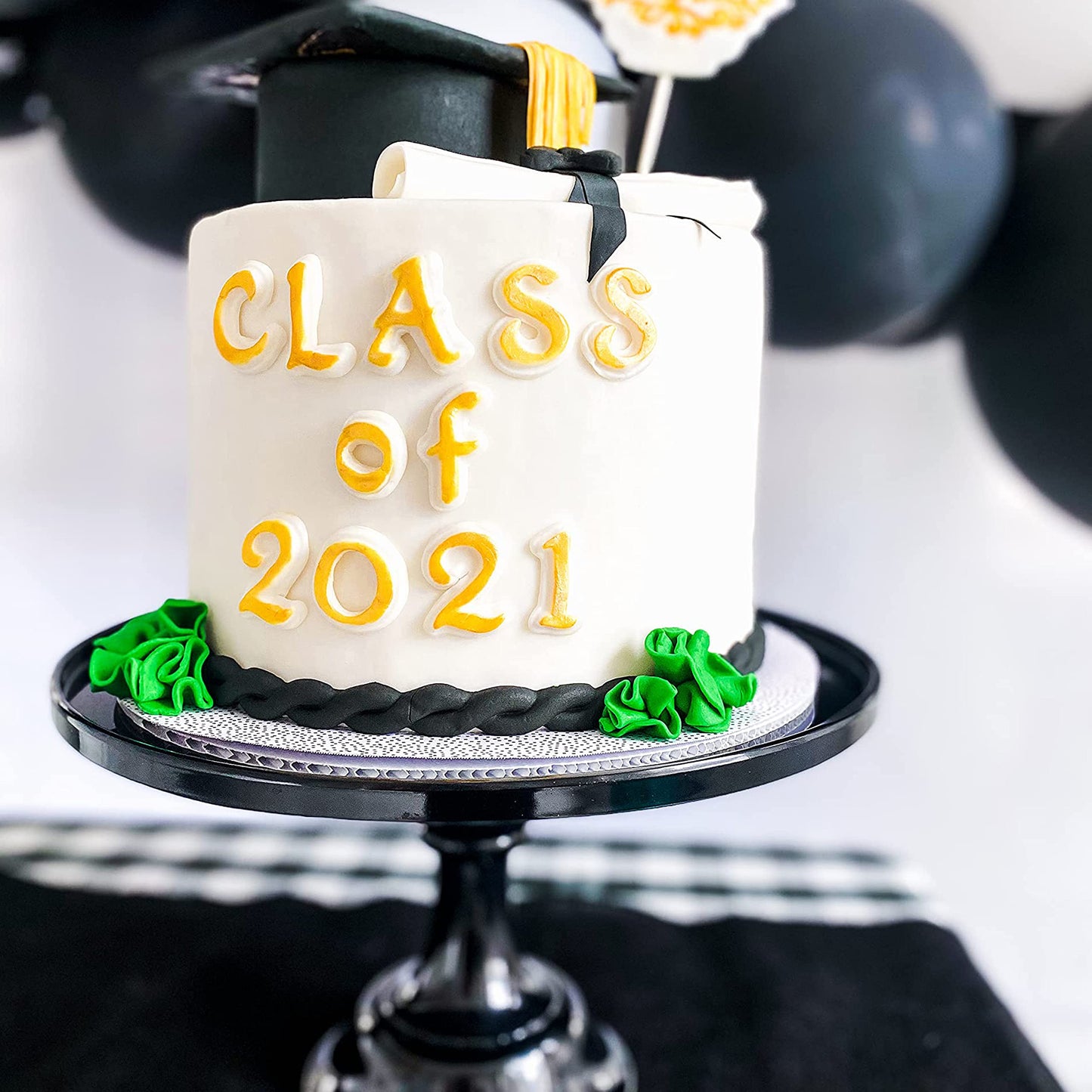 Sprinkles & Confetti 11" Black Melamine Cake Stand – Elegant Reusable Dessert Stand for Weddings, Birthdays, Graduations | Durable Cupcake Display & Smash Cake Plate for Stylish Celebrations