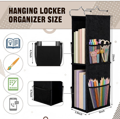 Chapou 1 PC Hanging Locker 2 Layer Shelves Hanging Locker Organizer Accessories for Office School Gym Closet Home Supplies(Black)