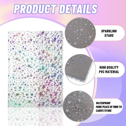 Feifeiya 2 Pcs White A5 Glitter Star Jelly Cover Transparent Planner Cover for Journal Planners and Notebooks