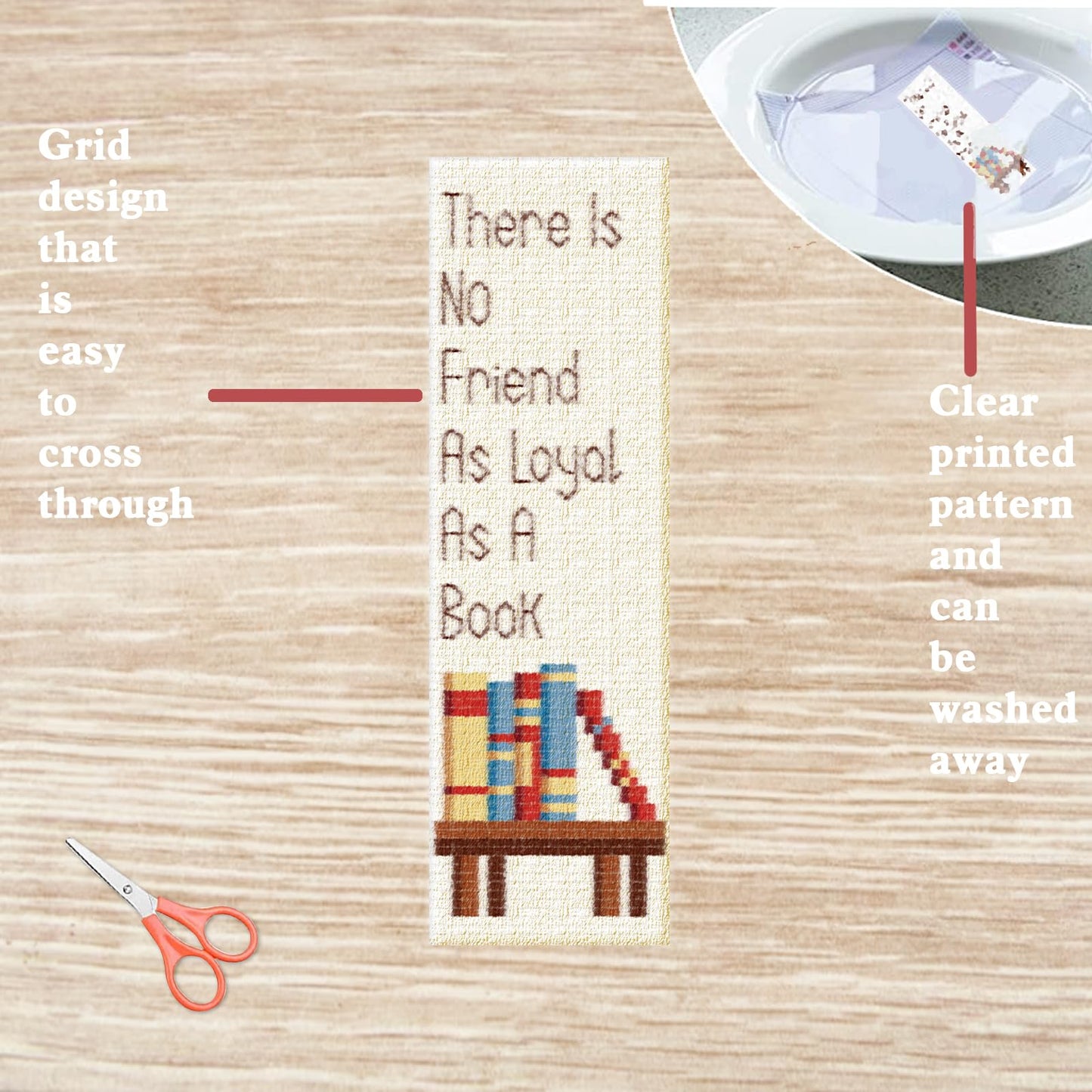 FREEBLOSS 12 Set Cross Stitch Bookmark Kit Bookshelves Stamped Cross Stitch