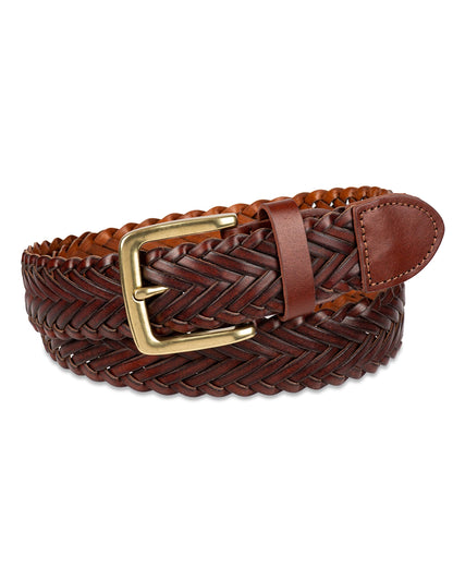 Amazon Essentials Men's Fully Adjustable Braided Belt, Brown, 40