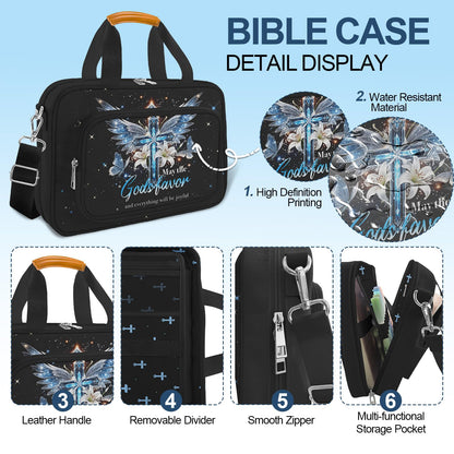 Bible Cover for Women Large Bible Cover Bible Carrier Bag for Women Organizer Cross Bible Study Supplies Journaling Kit Book Carrying Case with Bible Highlighters Shoulder Strap Christian Gifts