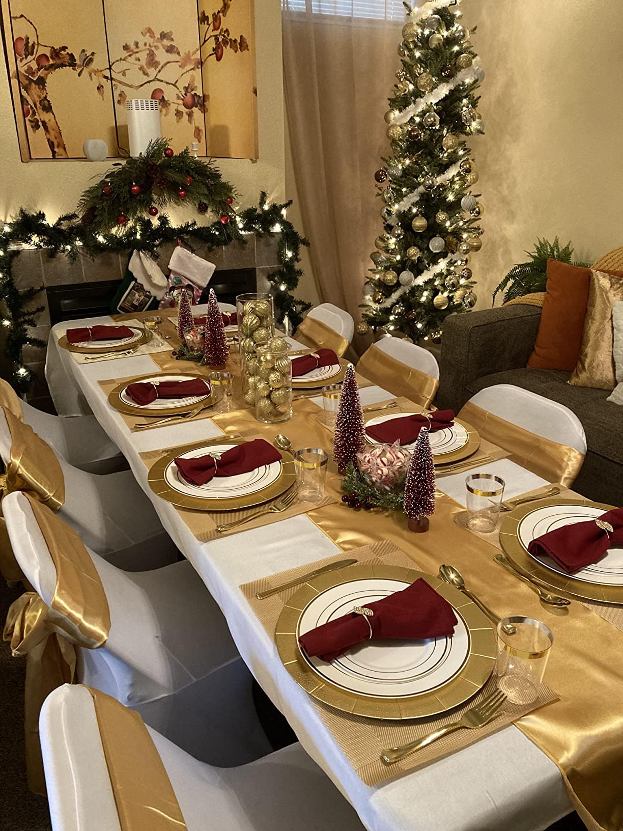 SINSSOWL Pack of 10 Satin Terracotta Table Runners 12 x 108 Inches Table Runner for Party Birthday Wedding Anniversary Engagement Banquet Halloween Christmas Tables Decoration