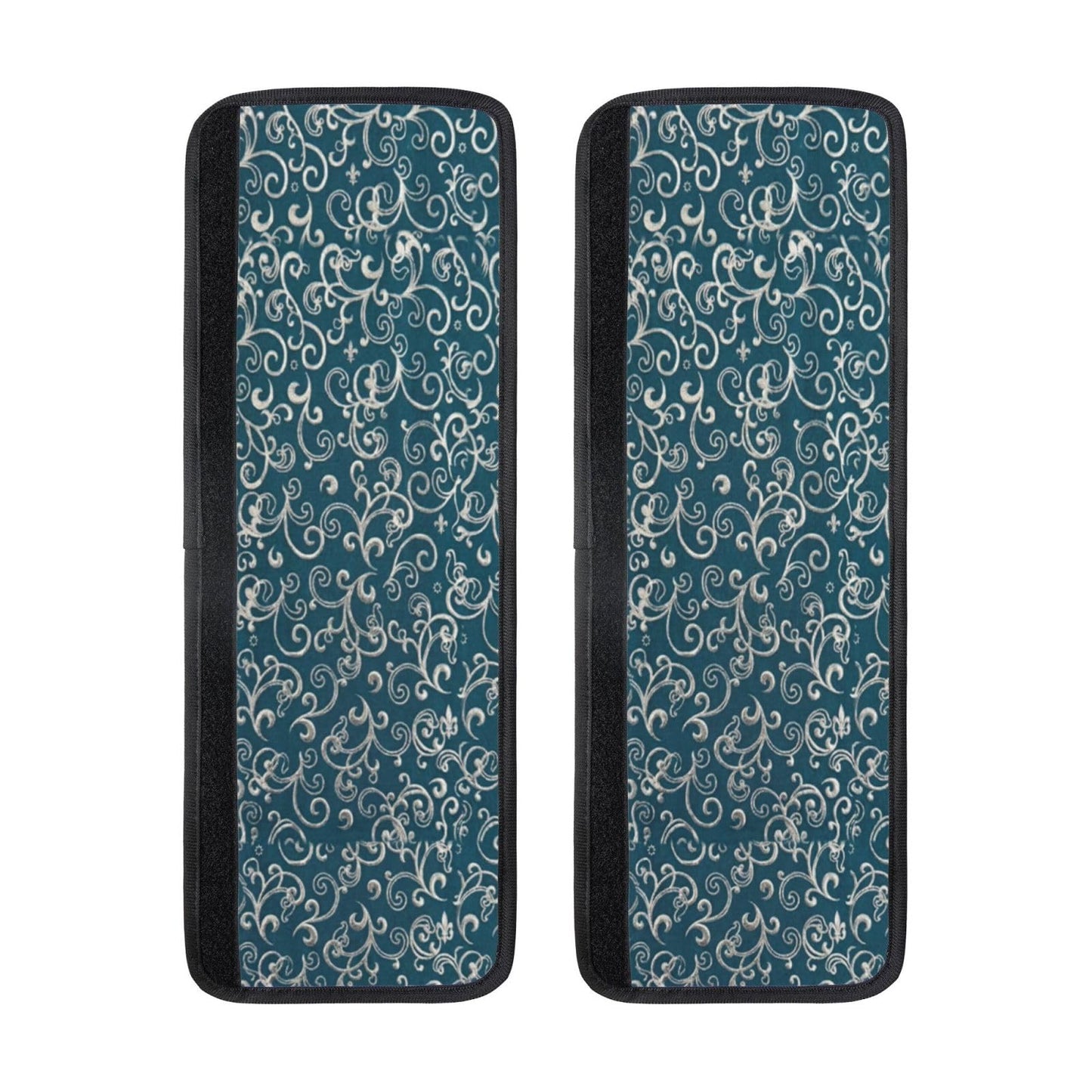 Non Slip Refrigerator Handle Covers 2pcs ,Neoprene Refrigerator Door Handle Covers For Fridge, Oven, Dishwasher & Microwave, Decorative Kitchen Appliance Handle Covers,Baroque Scrollwork Peacock Blue