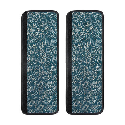 Non Slip Refrigerator Handle Covers 2pcs ,Neoprene Refrigerator Door Handle Covers For Fridge, Oven, Dishwasher & Microwave, Decorative Kitchen Appliance Handle Covers,Baroque Scrollwork Peacock Blue