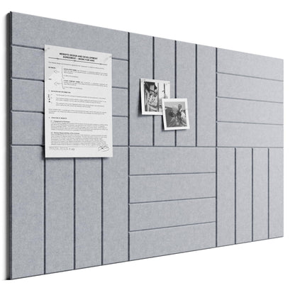 Bumusty Large Cork Board Alternative-36 x 24" Felt Bulletin Board Tiles, with 30 Pushpins, 40 Adhesive Tabs, Bold-Stripe 6-Pack, Cork Boards for Office Push Pin Board Felt Board-Soft Gray
