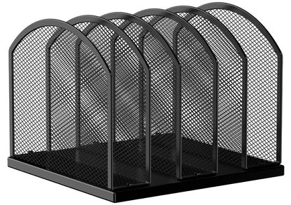 Gawerk 5-Section Vertical Desktop Organizer, 5-Section Mesh File Folder Stand Sorter for Office Home Classroom Organization (1, Black)