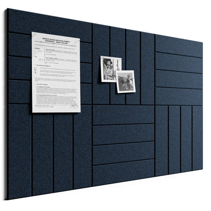 Bumusty Large Cork Board Alternative-36 x 24" Felt Bulletin Board Tiles, with 30 Pushpins, 40 Adhesive Tabs, Bold-Stripe 6-Pack, Cork Boards for Office Push Pin Board Felt Board-Carbon Blue