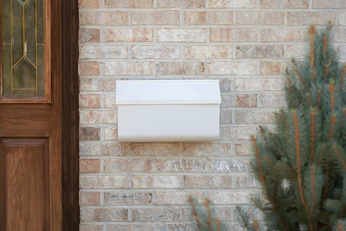 Architectural Mailboxes Woodlands Steel Wall Mount Mailbox, White, Medium | Galvanized steel build for outside with weather-resistant outdoor construction and a rust-resistant powder-coat finish.