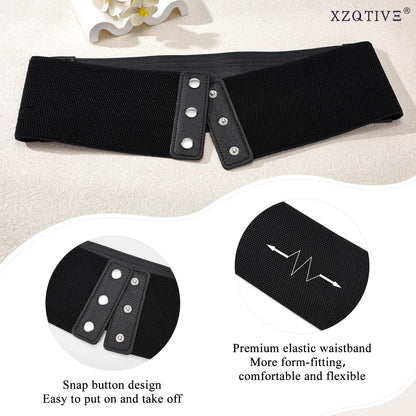 XZQTIVE Wide Elastic Belts for Women Dresses Black Waist Corset Belt for Women Fashion Wide Stretchy Belts, Black, 70cm