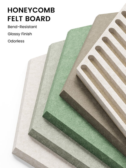 Fluxynara Hexagon Cork Board Alternative for Walls Decor-10-Pack Felt Bulletin Board Tiles,with 30 Pushpins,50 Adhesive Tabs for Office,Classrooms & Home Pin Board Felt Board-Moss Haven