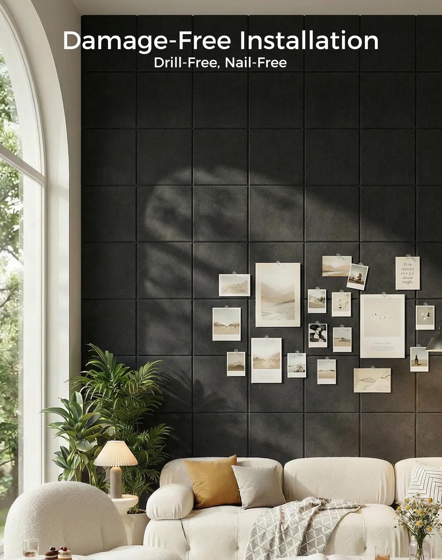 Aothia Felt Bulletin Board Tiles for Wall, 12 Pack Large 48" x 36", Felt Wall Tiles Cork Board Alternative, Adhesive Bulletin Board Tiles for Office, Classroom & Home, Black