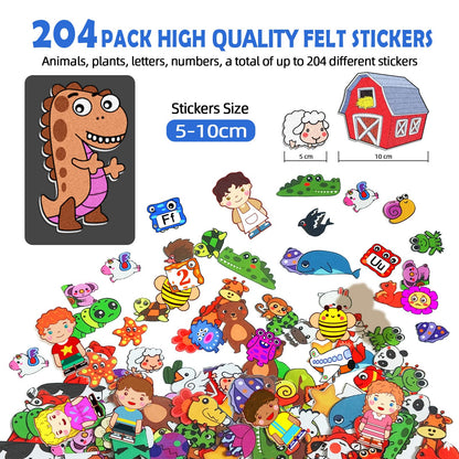 SKOLESK 204Pcs Animals Felt Busy Board Story Set with Storage Bag Preschool Large Wall Storyboard Forest Themed Early Learning Interactive Play Kit Wall Hanging Gift for Toddlers Kids 40 X 28 Inch