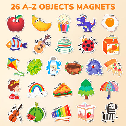 JoyCat Fridge Magnets for Toddlers & Kids – 26 Cute A-Z Objects, Large Magnetic Refrigerator Toys, Fun Educational Learning Gifts for Girls and Boys 2 3 4 5 Years Old