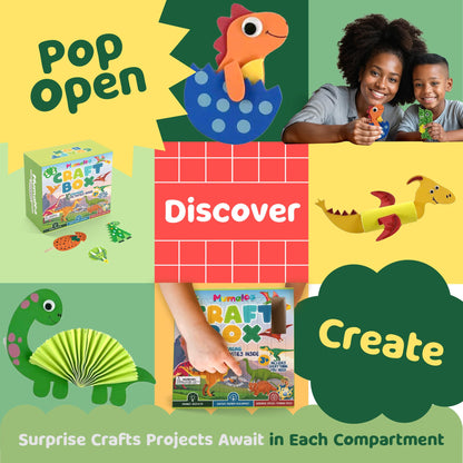 Mumaloo Dinosaur Craft Box - 10 Creative Arts and Crafts for Kids Ages 4-8, Fun, No Mess, Educational, Toddler, Preschool & Homeschool Activities Kit with Supplies, 3 4 5 6 7 8 Year Old Girls and Boys