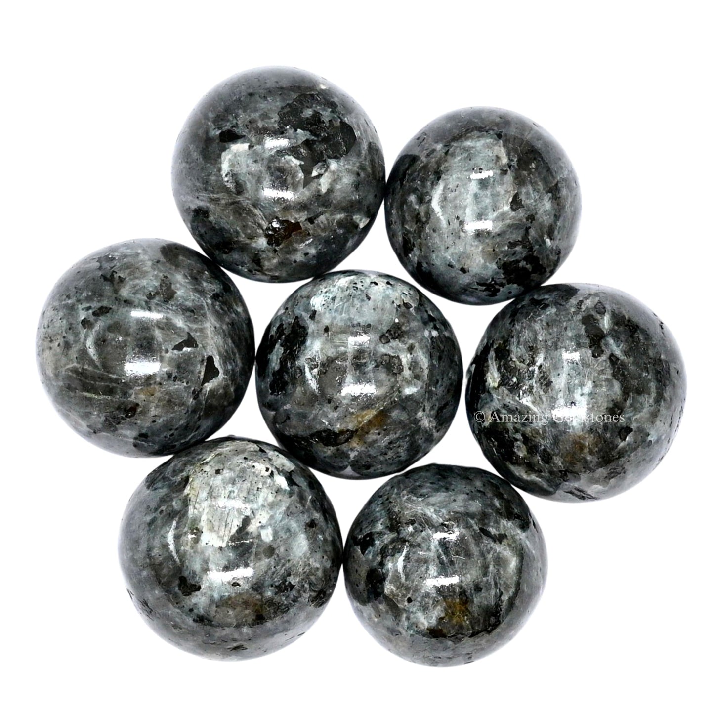 Amazing Gemstone Larvikite Crystal Ball - 1" Inches Crystal Sphere Meditation Balls for Witchcraft and Decorative Balls - Crystals and Healing Stones Beginners Gift (Pack of 1)