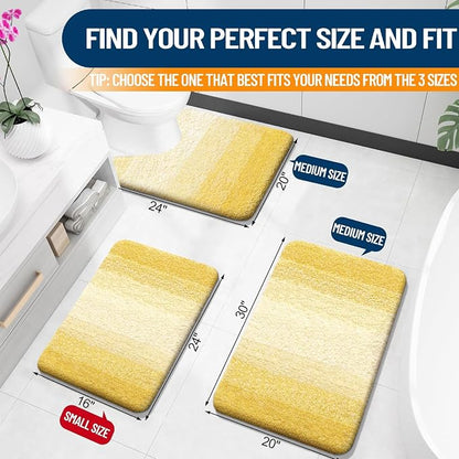 OLANLY Large Bathroom Rugs Mat 50x30, Extra Soft Absorbent Microfiber Bath Rugs, Rubber Backing, Quick Dry, Machine Washable Bath Mat for Bathroom Floor, Tub and Shower, Home Decor Accessories, Yellow