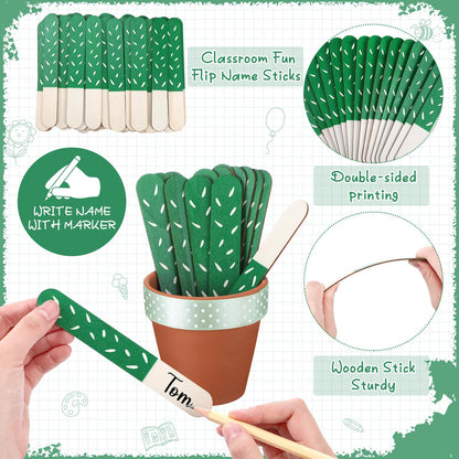 Chunful 72 Flip Name Sticks with Storage Pot Talking Flip Name Stick Counting for Classroom Back to School Management Teacher Essential Student Grouping Tally Educational and Learning Supply(Classic)