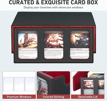 3-Row Trading Card Storage Box, Bulk Cards Case for 2400+ Mtg tcg Magic Playing Game Card Organizer, Commander Deck Box with 3 Supports & 24 Dividers