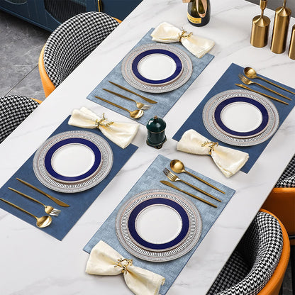 SUEH DESIGN Leather Placemats Set of 6 Reversible Table Mats Heat Resistant Waterproof No-Slip Place Mats for Dining Table Kitchen Parties