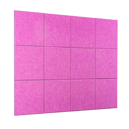 Bulletin Board 40x30in, 12 Count 9.8 x 9.8in Felt Wall Tiles with Removable Adhesive Tape, Cork Board Alternative for Walls, Wall Decor, Kids Art Display, Kids Room (Magenta Collection)