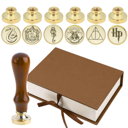 Wax Seal Stamp Kit - Sealing Stamp Set with Vintage Wooden Handle Seal Wax Stamp for Craft and Gift Vintage Wax Envelope Seal Press Heads and Hand for Adults