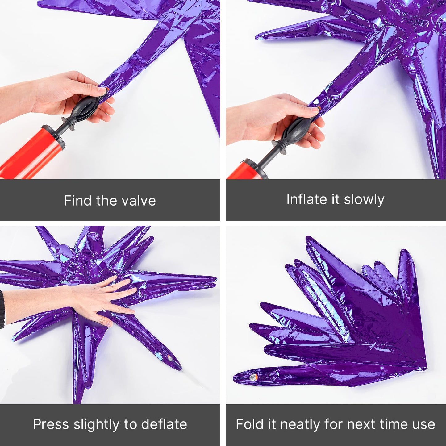 PartyWoo Dark Purple Star Balloons 110pcs Different Sizes 18 12 10 5 Inch Pack 22 Inch Purple Spike Star Explosion Foil Mylar Balloon Arch Kit for Birthday Wedding Party Decorations Purple-Y16