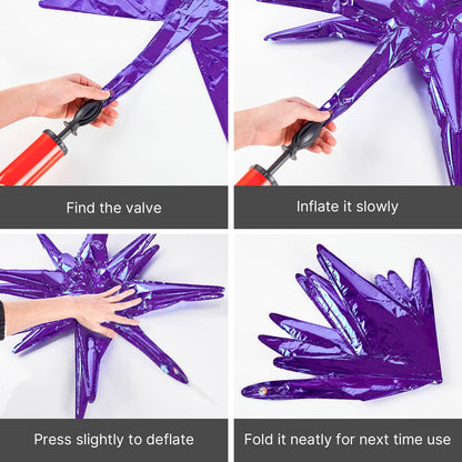 PartyWoo Dark Purple Star Balloons 110pcs Different Sizes 18 12 10 5 Inch Pack 22 Inch Purple Spike Star Explosion Foil Mylar Balloon Arch Kit for Birthday Wedding Party Decorations Purple-Y16
