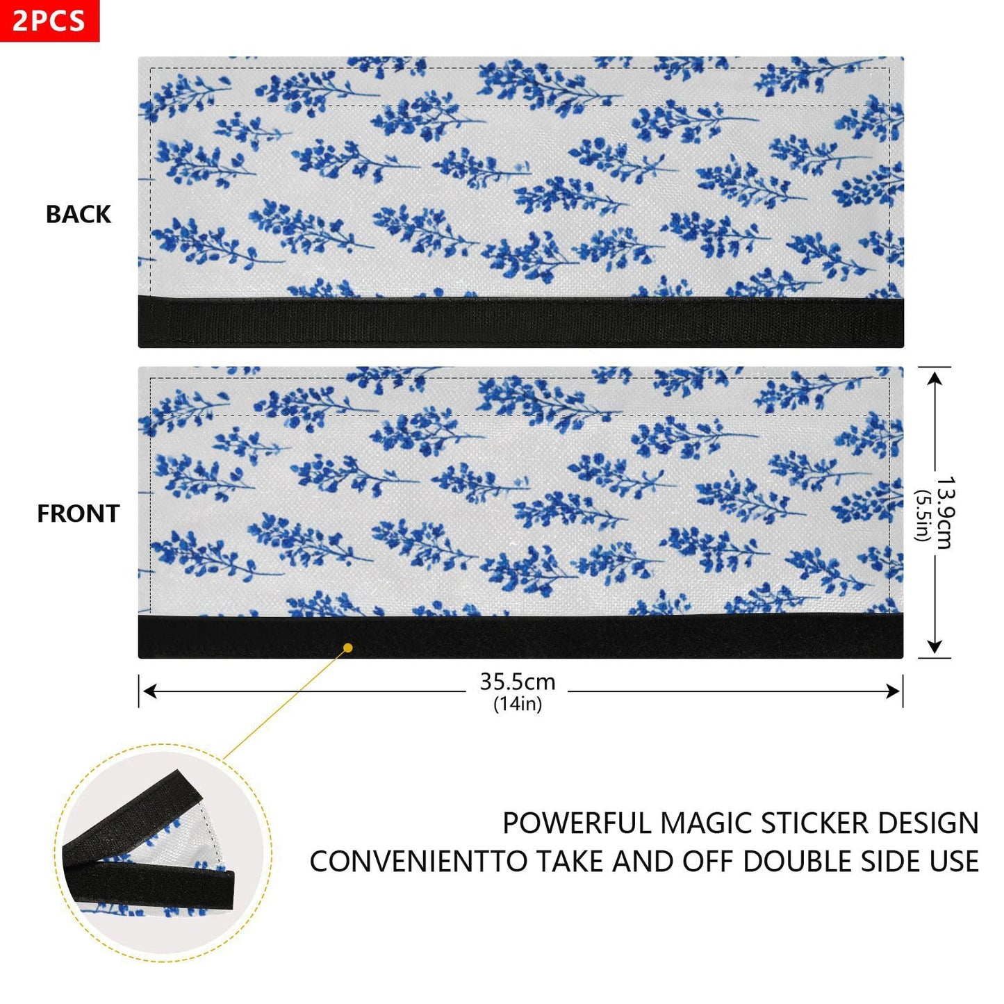 QwThum Small Bluebonnet Flower Refrigerator Handle Covers Set of 2 Door Handle Covers for Fridge Oven Microwave Appliance Washable Decor Non-Slip Dishwasher Door Cloth Protector 14x5.5in