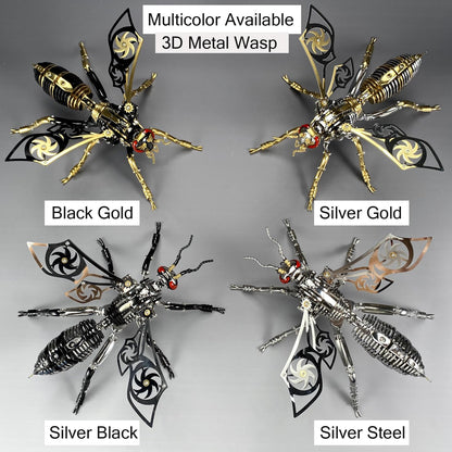 3D Metal Wasp Puzzles for Adults, Model Kits Mechanical Building Blocks, Difficult DIY for Assembly Gifts for Men Gold