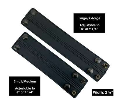 Anthology Gear Stylish Leather Cuff Bracelet Full Grain Wide Wristband For Men and Women (Unisex) Adjustable to 8" or 9 1/4" (Carbon Black, Large/X-Large)