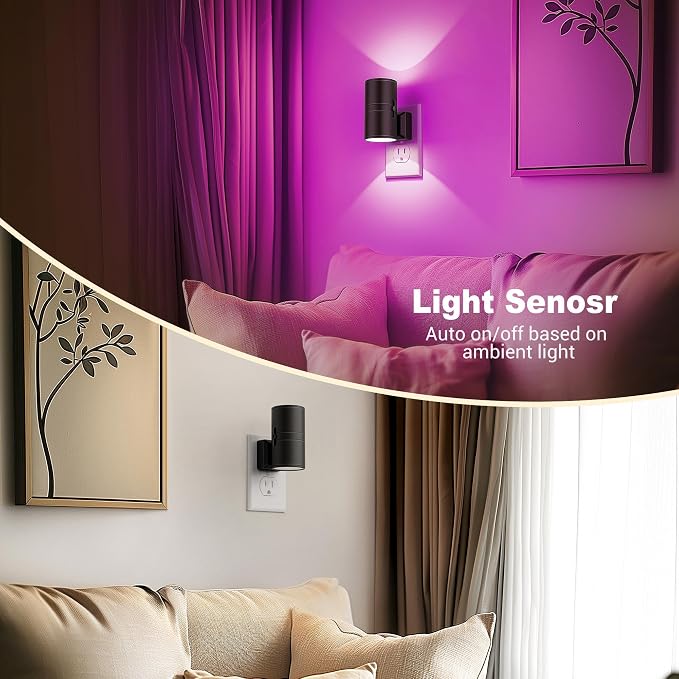 JandCase Color Night Light, LED Night Lights Plug into Wall, Color Changing Nightlight RGB with Light Sensor,Kids Gifts, Halloween, Christmas, Holiday, Hallway Bedroom Kids Room, 2 Pack