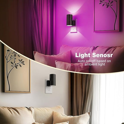 JandCase Color Night Light, LED Night Lights Plug into Wall, Color Changing Nightlight RGB with Light Sensor,Kids Gifts, Halloween, Christmas, Holiday, Hallway Bedroom Kids Room, 2 Pack