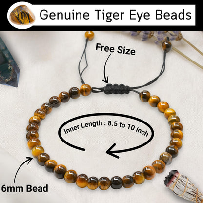 Amazing Gemstone Tigers Eye Anklet Ankle Bracelets for Women - Waterproof Beaded Healing Crystal Anklets, Plus Size Chakra Gemstone Bead Anklet (Stretchy Adjustable - Plain)