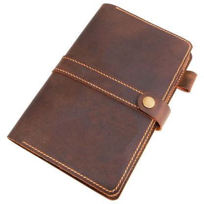 Turbosnail Leather Journal Cover for Moleskine Large Size Hard Cover Notebook, Handmade Leather Cover for 5"x8.25" Hardback Notebook,with pen holder Notebook Cover (Brown)