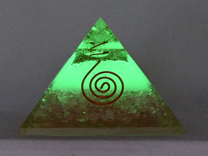 Large Orgone Pyramid | Glow in Dark Rose Quartz Pyramid Crystal | Orgonite Pyramid | Organ Pyramids Positive Energy Healing