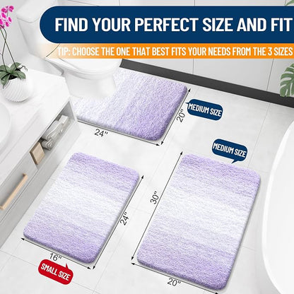 OLANLY Bathroom Runner Rugs Mat 47x20, Extra Soft Absorbent Microfiber Bath Rug, Rubber Backing, Quick Dry, Washable Long Bath Mats for Bathroom, Tub and Shower, Home Decor Accessories, Light Purple